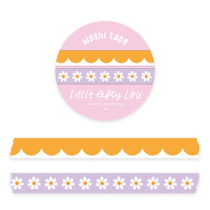 Ochre Scalloped and Lilac Daisies Slim Washi Tapes Set by Little Lefty Lou