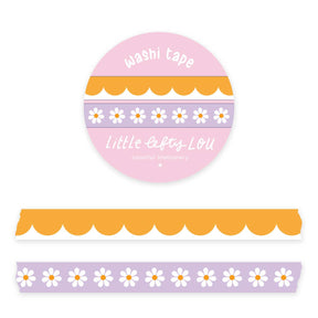 Ochre Scalloped and Lilac Daisies Slim Washi Tapes Set by Little Lefty Lou