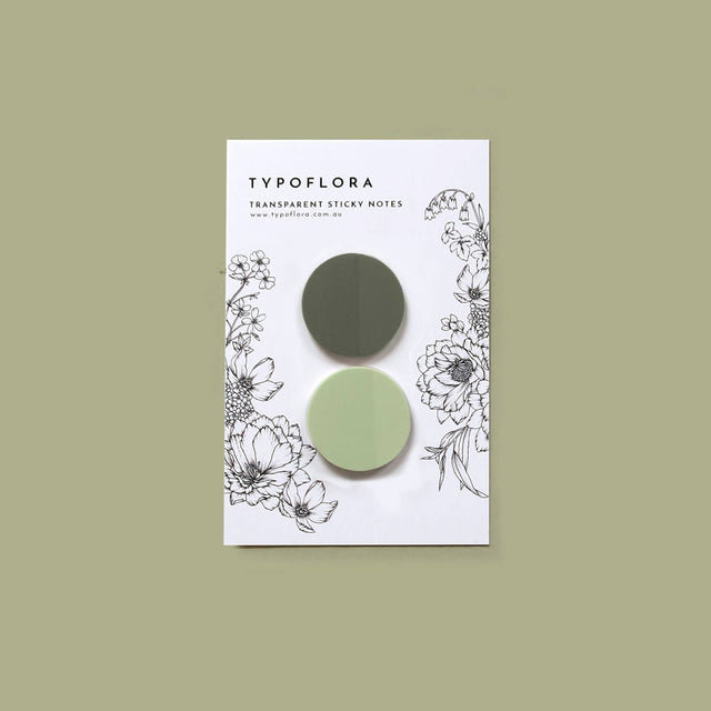 Olive + Sage Circle Transparent Sticky Notes