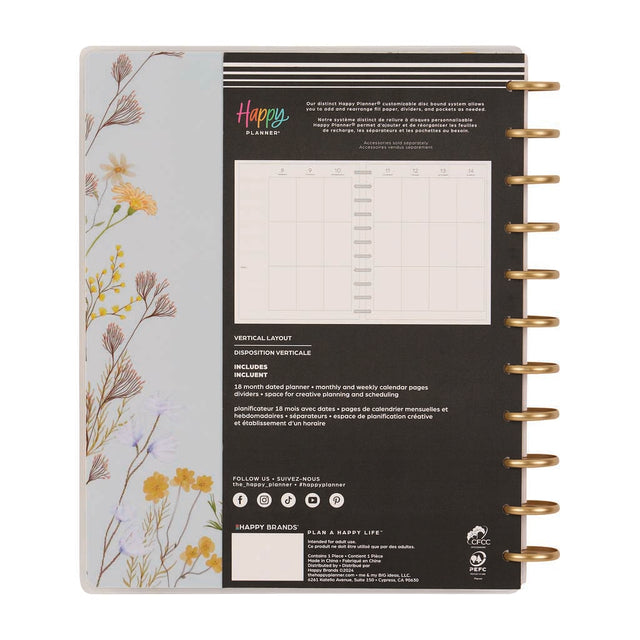 Happy Planner Spring Fields Big 18-Month Dated 2025-2026 - Vertical