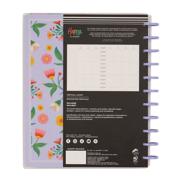 Happy Planner Bloom & Glow Big 18-Month Dated 2025-2026 - Vertical