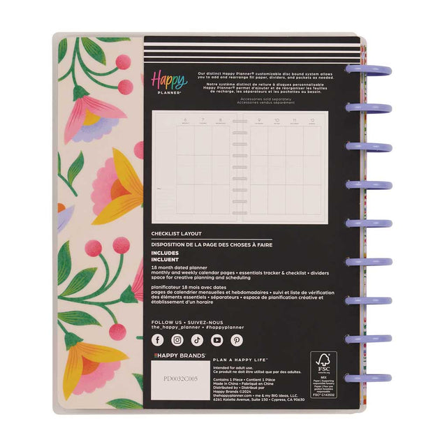 Happy Planner Bloom & Glow Classic 18-Month Dated 2025-2026 - Checklist