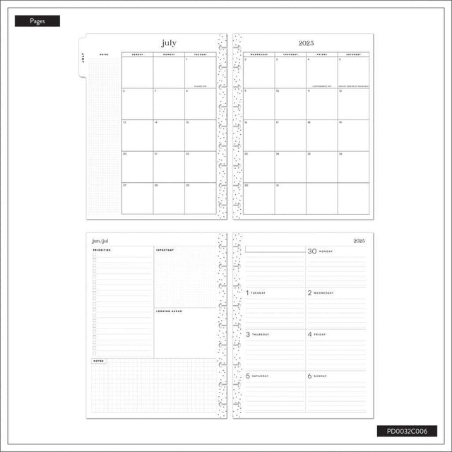 *IMPERFECT* Happy Planner Krafted Florals Classic 18-Month Dated 2025-2026 - Dashboard