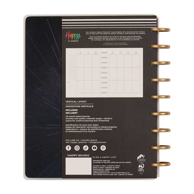 Happy Planner Starcrossed Classic 18-Month Dated 2025-2026 - Vertical