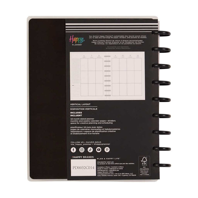 *IMPERFECT* Happy Planner Textured Tile Classic 18-Month Dated 2025-2026 - Vertical
