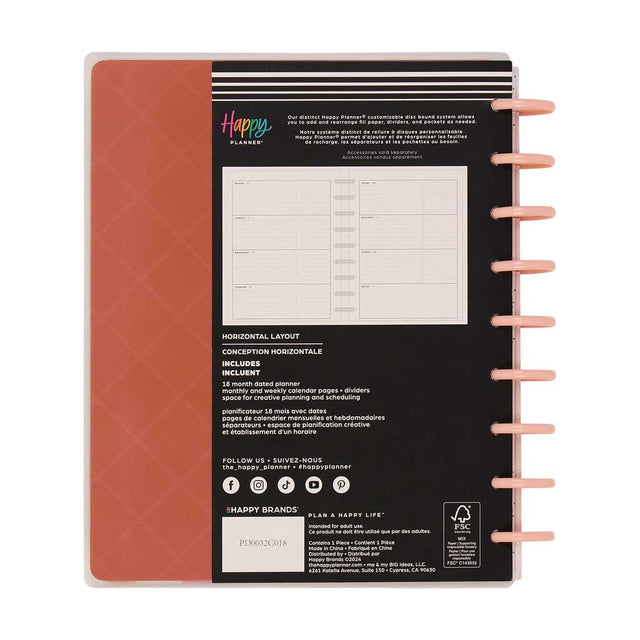 Happy Planner Cafecore Classic 18-Month Dated 2025-2026 - Horizontal