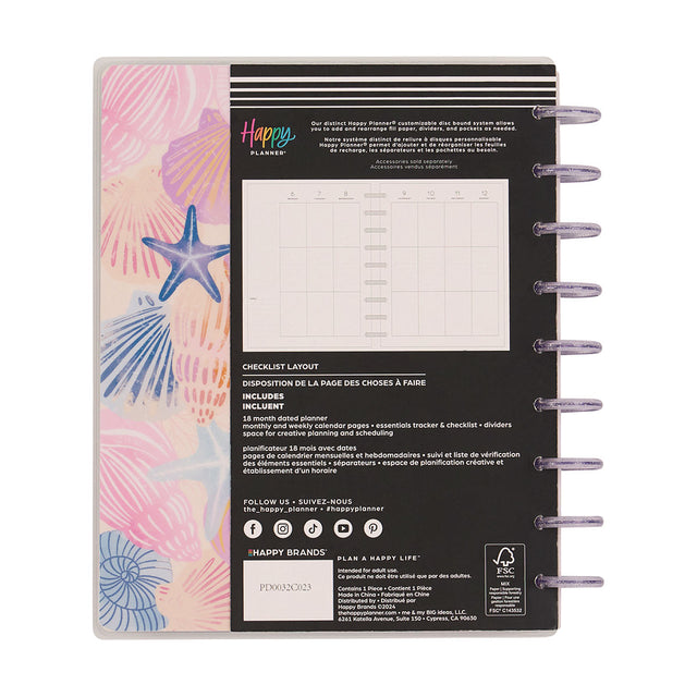 Happy Planner Shell Yeah Classic 18-Month Dated 2025-2026 - Checklist