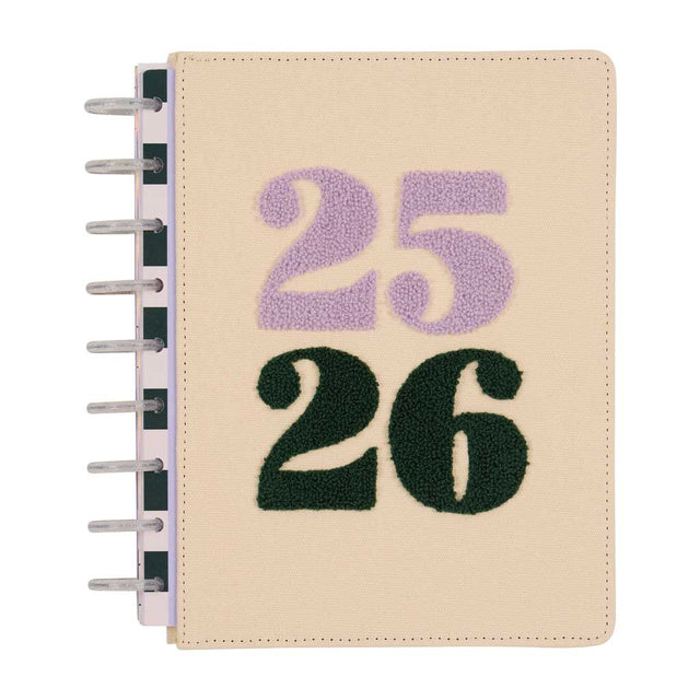 Happy Planner DELUXE Soft Pop Classic 12-Month Dated 2025-2026 - Dashboard Fabric Chenille Embroidery