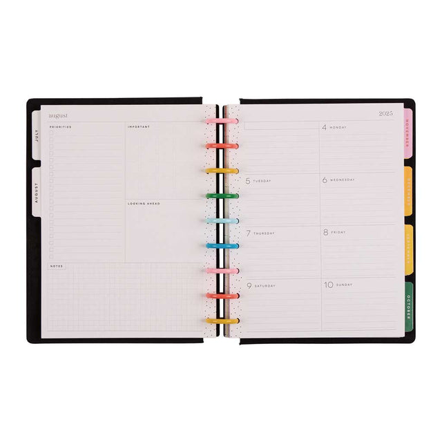 Happy Planner DELUXE Optimistic Outlines Classic 12-Month Dated 2025-2026 - Dashboard Velvet Chenille Embroidery