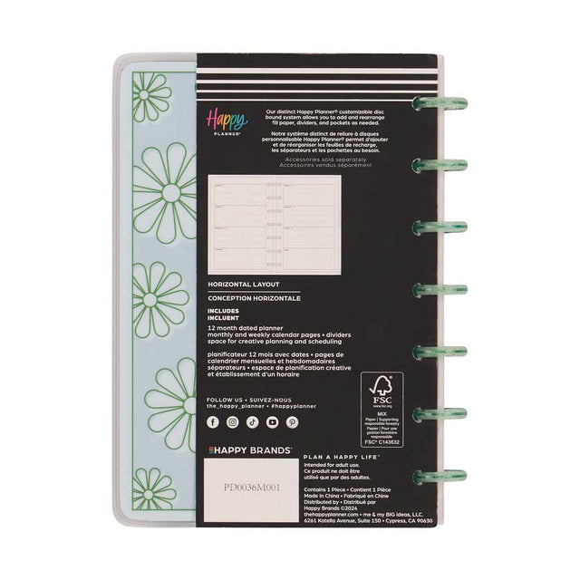 Happy Planner Optimistic Brights Mini  12-Month Dated 2025-2026 - Horizontal