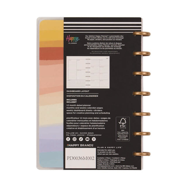 Happy Planner Serene Shapes Mini  12-Month Dated 2025-2026 - Dashboard