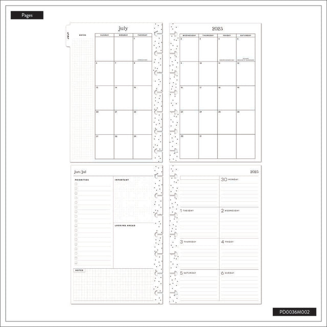 Happy Planner Serene Shapes Mini  12-Month Dated 2025-2026 - Dashboard