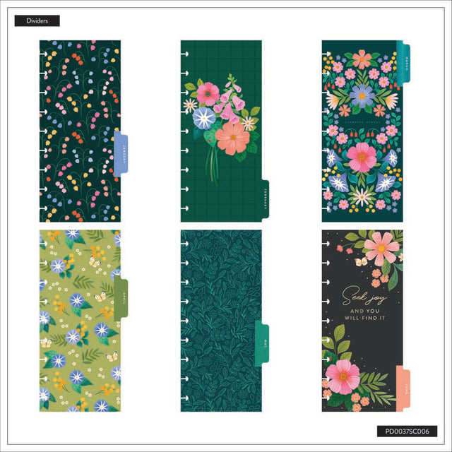 Happy Planner Midnight Meadow Skinny Classic 12-Month Dated 2025-2026 - Horizontal
