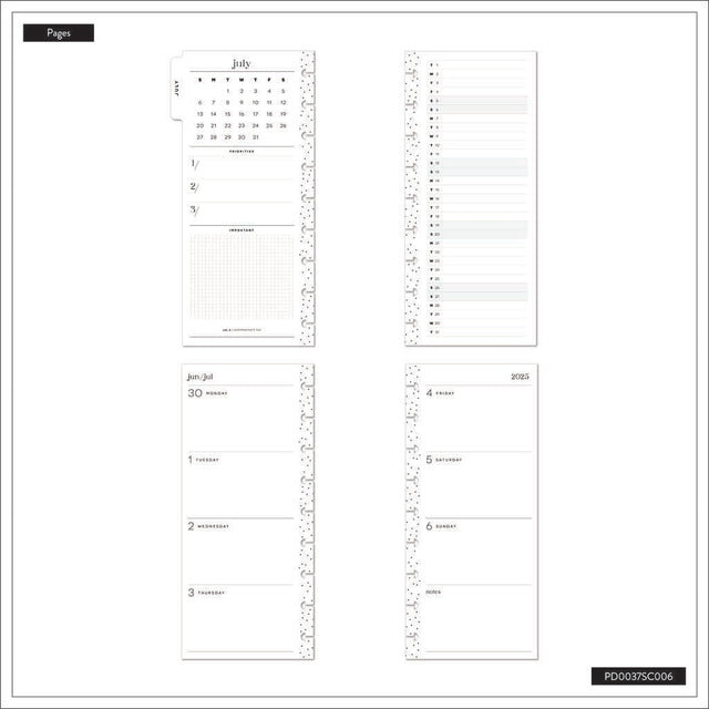 Happy Planner Midnight Meadow Skinny Classic 12-Month Dated 2025-2026 - Horizontal