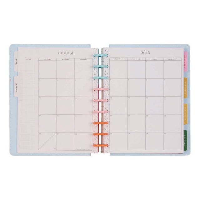 Happy Planner DELUXE Optimistic Brights  Classic 12-Month Dated 2025-2026 - Horizontal Vegan Leather Patchwork