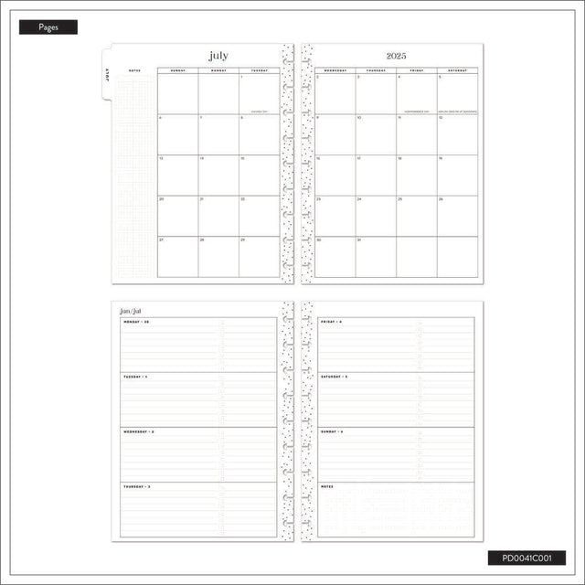 Happy Planner DELUXE Optimistic Brights  Classic 12-Month Dated 2025-2026 - Horizontal Vegan Leather Patchwork