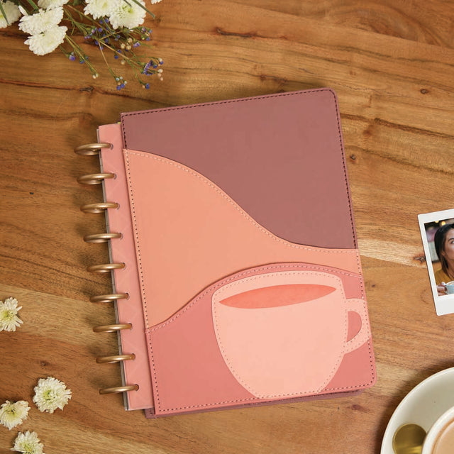Happy Planner DELUXE Cafecore  Classic 12-Month Dated 2025-2026 - Vertical Vegan Leather Patchwork
