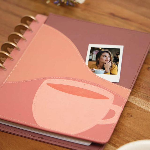Happy Planner DELUXE Cafecore  Classic 12-Month Dated 2025-2026 - Vertical Vegan Leather Patchwork