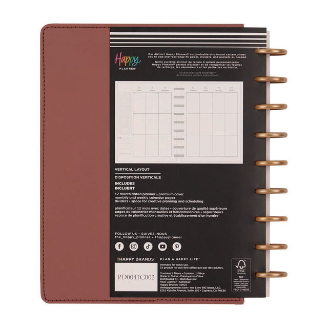 Happy Planner DELUXE Cafecore  Classic 12-Month Dated 2025-2026 - Vertical Vegan Leather Patchwork