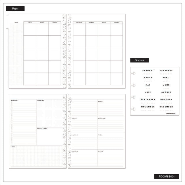 Happy Planner Cottage Charm Big 12-Month Undated Planner - Dashboard