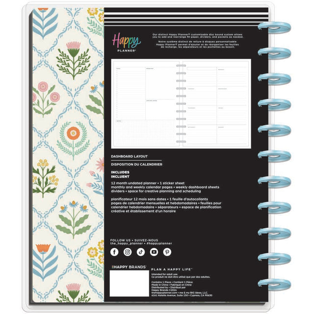 Happy Planner Cottage Charm Big 12-Month Undated Planner - Dashboard