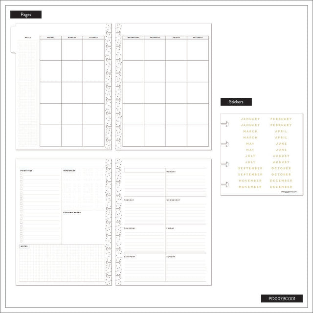 Happy Planner Spring Fields Classic 12-Month Undated Planner - Dashboard