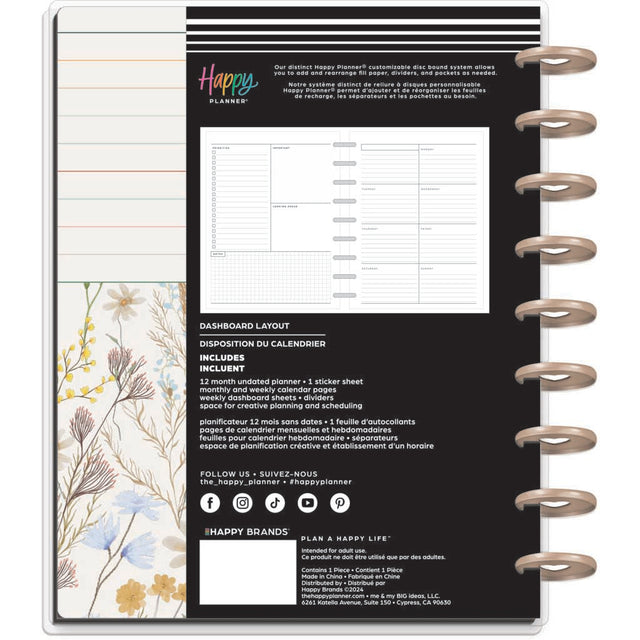 Happy Planner Spring Fields Classic 12-Month Undated Planner - Dashboard