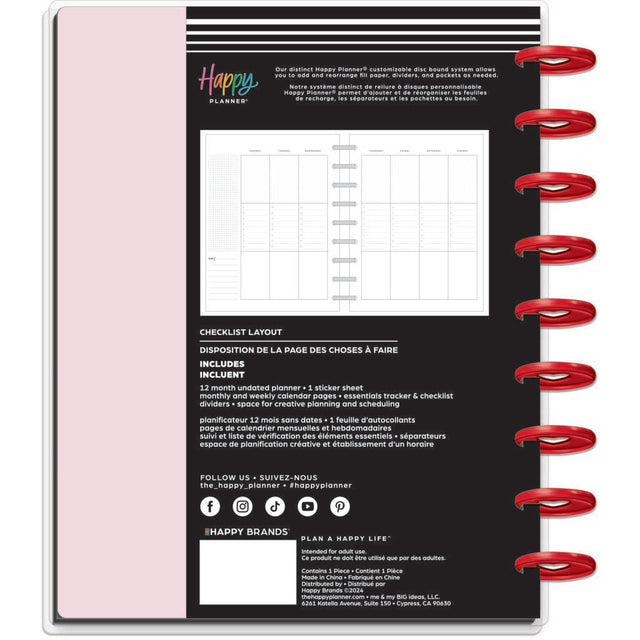 *IMPERFECT* Happy Planner Berries & Blooms Classic 12-Month Undated Planner - Checklist