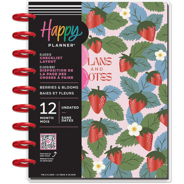 *IMPERFECT* Happy Planner Berries & Blooms Classic 12-Month Undated Planner - Checklist