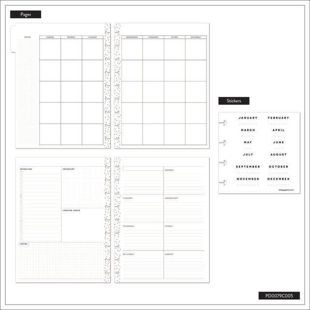 Happy Planner Optimistic Brights Classic 12-Month Undated Planner - Dashboard