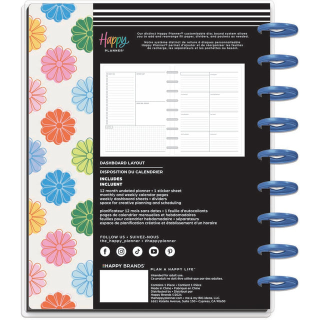 Happy Planner Optimistic Brights Classic 12-Month Undated Planner - Dashboard