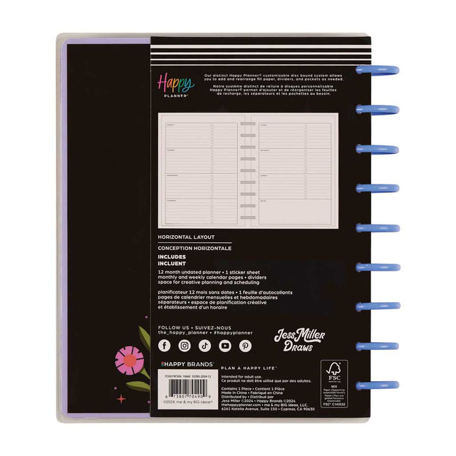 *IMPERFECT* Happy Planner Mystic Blooms Classic 12-Month Undated Planner - Horizontal