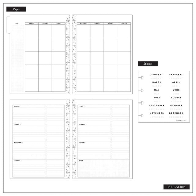 *IMPERFECT* Happy Planner Mystic Blooms Classic 12-Month Undated Planner - Horizontal