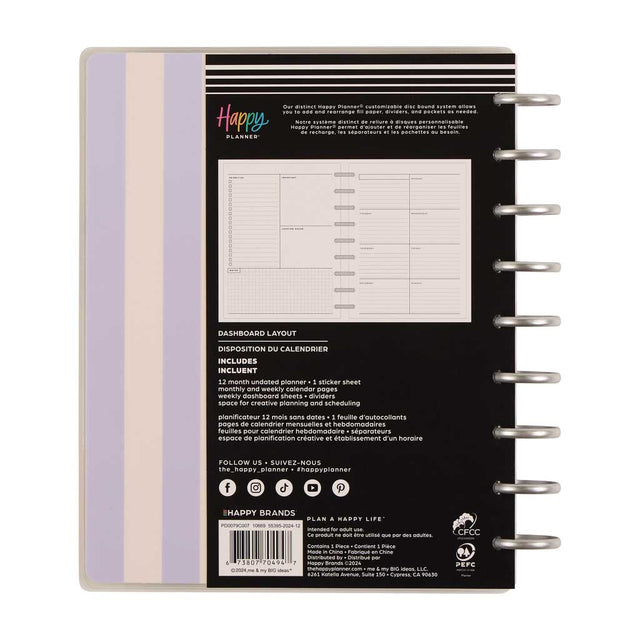 Happy Planner Soft Pop Classic 12-Month Undated Planner - Dashboard