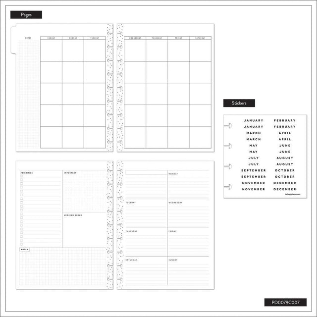 Happy Planner Soft Pop Classic 12-Month Undated Planner - Dashboard