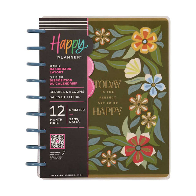 Happy Planner Berries & Blooms Classic 12-Month Undated Planner - Dashboard