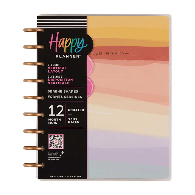Happy Planner Serene Shape Classic 12-Month Undated Planner - Vertical