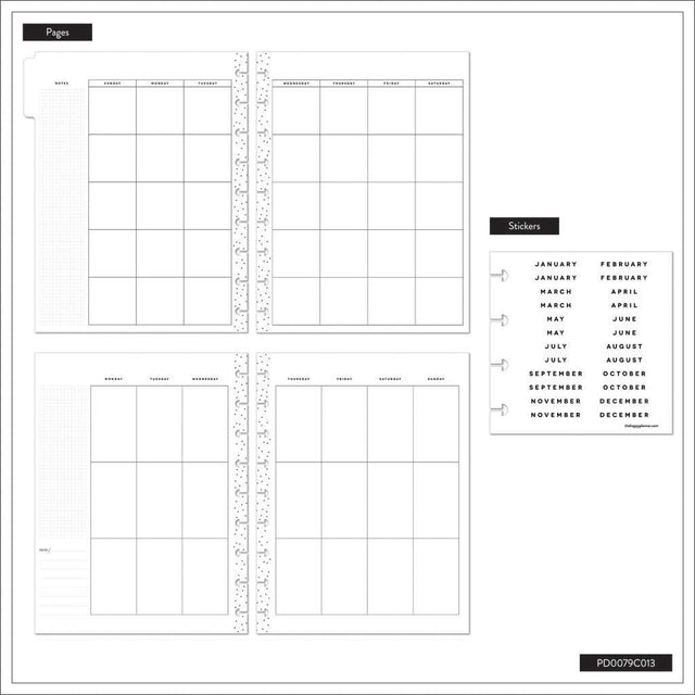 Happy Planner Serene Shape Classic 12-Month Undated Planner - Vertical