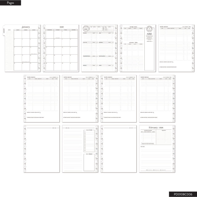 Happy Planner Classic Textured Budget Planner pages with various layouts on a white background