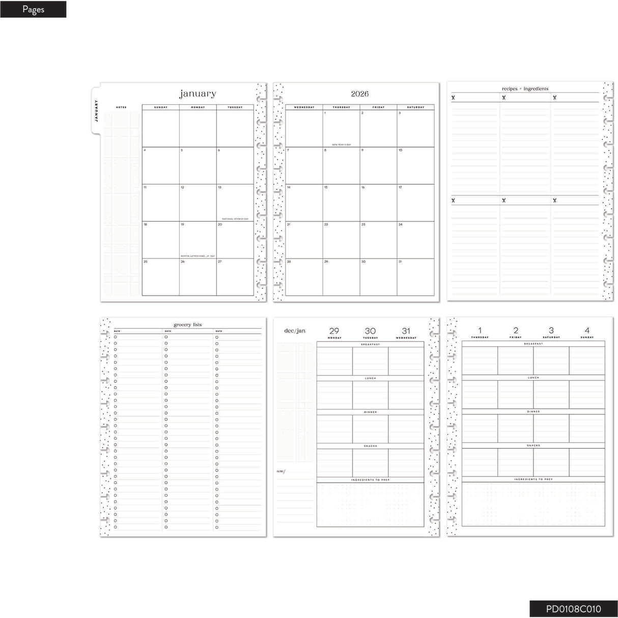 Happy Planner Classic Meal Planner - 12 Month Dated 2026 - Meal Layout
