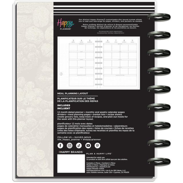 Happy Planner Classic Meal Planner - 12 Month Dated 2026 - Meal Layout