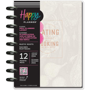  Happy Planner Classic Meal Planner - 12 Month Dated 2026 with colourful text and design on a white background
