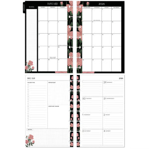Happy Planner 2026 Dark Garden CLASSIC Dashboard calendar planner with floral design on a white background