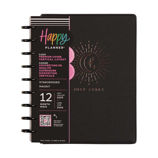 Happy Planner DELUXE Starcrossed  Classic 12-Month Dated 2025-2026 - Vertical Vegan Leather