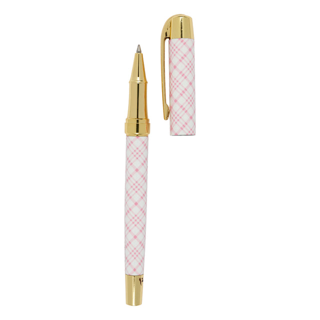 Pink Gingham Roller Ball Pen