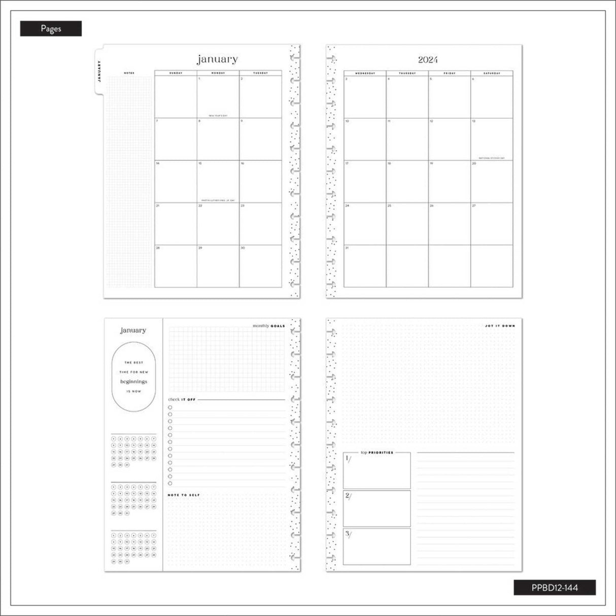 Happy Planner BIG Kind & Wild - Monthly 12-Months Dated Jan - Dec 2024