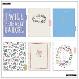 Happy Planner Pajama Plans planner dividers with florals and self-care designs