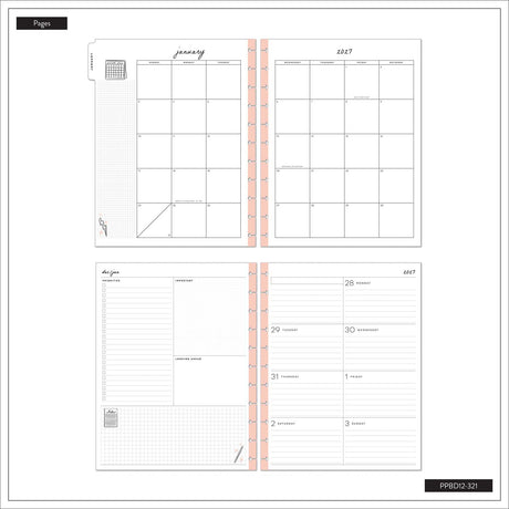 Happy Planner Pajama Plans Big planner monthly calendar and weekly planning pages