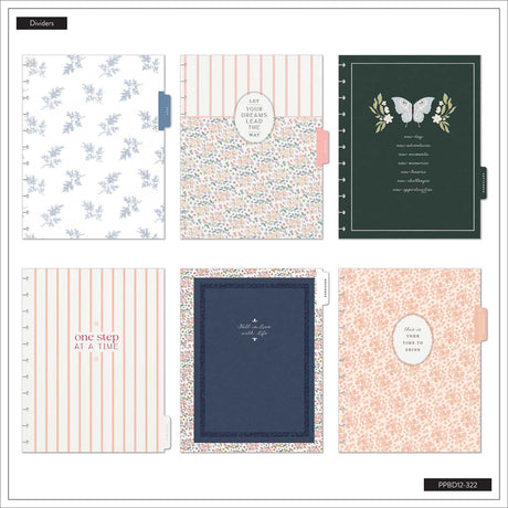 Wildflower Daydream Big planner dividers with florals, butterflies and striped designs