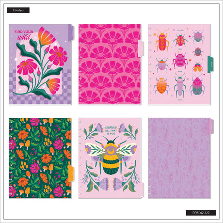 Happy Planner Hive and Bloom floral and beetle monthly divider designs
